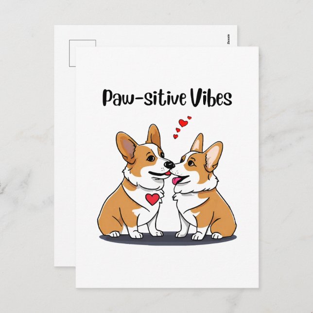  Vibes Corgis in Love Holiday Postcard (Front/Back)