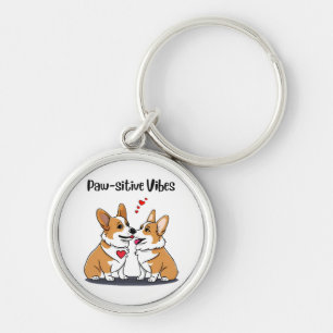 Vibes Corgis in Love Key Ring