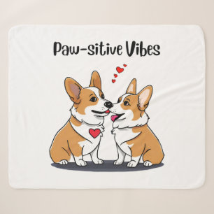 Vibes Corgis in Love Sherpa Blanket