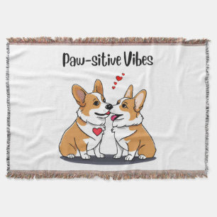 Vibes Corgis in Love Throw Blanket