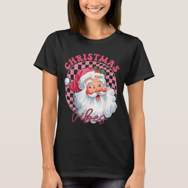 Vibes Groovy Pink Santa T-Shirt (Front)