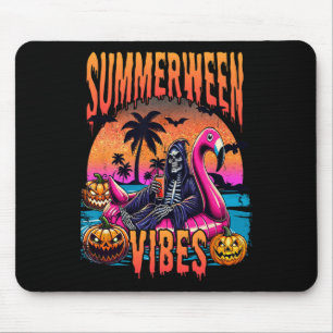 Vibes Halloween Summer Vacation Skeleton Float Mouse Mat