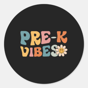 Vibes - Pre Kindergarten Team Retro 1st Day Of Sch Classic Round Sticker