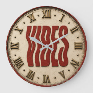 Vibes Retro Typography Large Clock