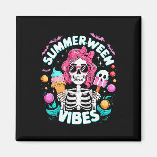 Vibes Skeleton Spooky Vacation Halloween Summer  Magnet