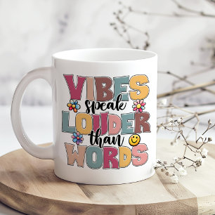 "Vibes Speak Louder Than Words" Hippie Colourful Coffee Mug