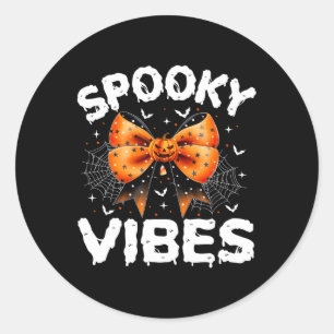 Vibes Women Girls Kids Cute Halloween Pumpkin  Classic Round Sticker