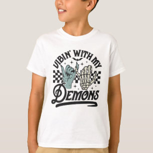 Vibin With My Demons Funny Retro Halloween T-Shirt