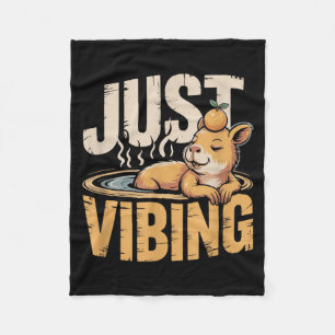 Vibing Funny Capybara Cute Lover Birthday Gift Fleece Blanket