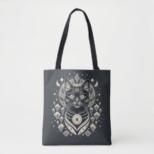Vibing High - Black Cat and Crystals Tote
