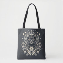 Vibing High - Black Cat and Crystals Tote