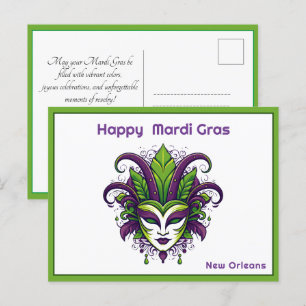 💚💜💛Vibrance of Mardi Gras Postcard