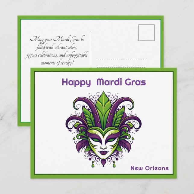 💚💜💛Vibrance of Mardi Gras Postcard (Front/Back)