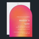 Vibrant 16th Birthday Invitation Template<br><div class="desc">Celebrate a milestone in style with this vibrant and modern 16th birthday invitation template. Featuring a bold ombré gradient with an elegant arched design, this customisable invitation is perfect for sweet sixteens or other milestone celebrations. Personalise it with your event details to create a unique invitation that sets the tone...</div>