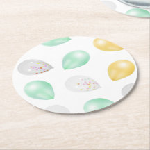 Vibrant 3D Balloons Paper Coasters