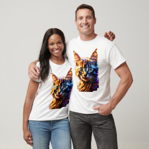 Vibrant 3D Cat Graphic Tee Bold & Fun T-Shirt 