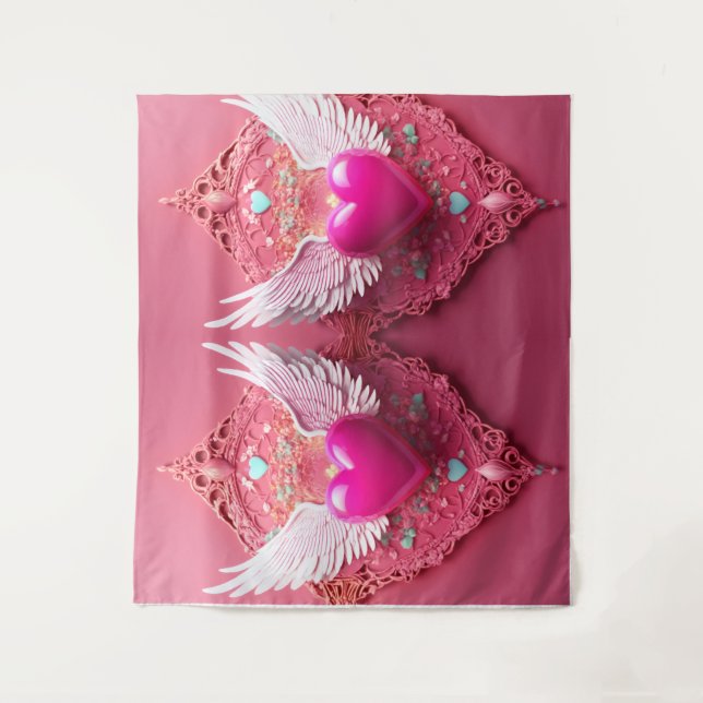 Vibrant 3D Colourful Digital Art Tapestry large (Front)
