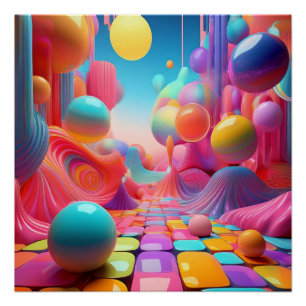 Vibrant 3D Fantasy Abstract – Colourful Art Poster