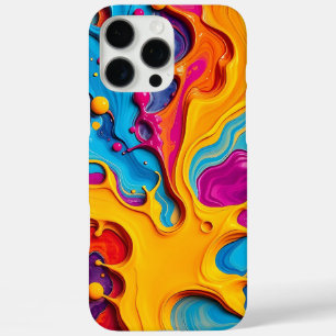 Vibrant 3D Fluid Paint Splatter Abstract Pattern iPhone 16 Pro Max Case
