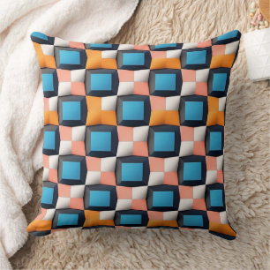 Vibrant 3D Geometric Illusion Pattern - Bold Color Cushion