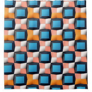 Vibrant 3D Geometric Illusion Pattern - Bold Colou Shower Curtain