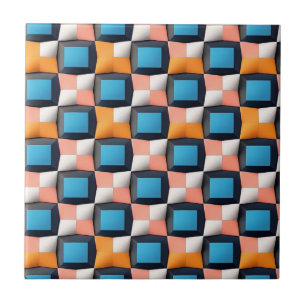 Vibrant 3D Geometric Illusion Pattern - Bold Colou Tile