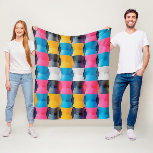 Vibrant 3D Hourglass Geometric Pattern Fleece Blanket