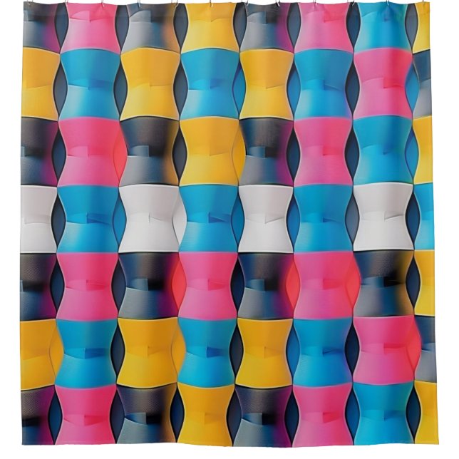 Vibrant 3D Hourglass Geometric Pattern Shower Curtain (Front)