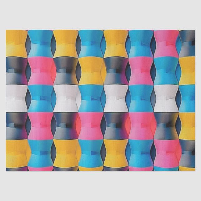Vibrant 3D Hourglass Geometric Pattern Tissue Paper (Front)