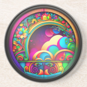 Vibrant 3D Multi-Colour Swirls Coaster