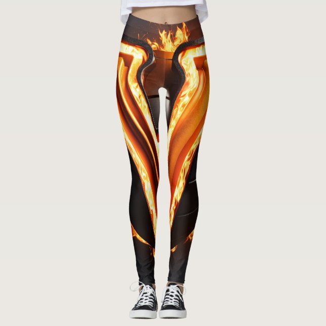 Vibrant 3D Orange Ball Pattern Leggings (Front)