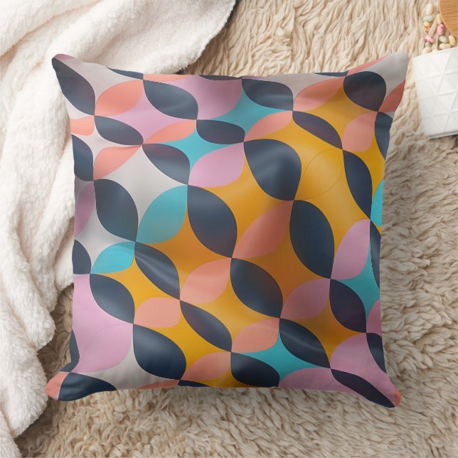 Vibrant 3D Petal Geometry Pattern in Bold Colours Cushion (Blanket)