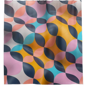 Vibrant 3D Petal Geometry Pattern in Bold Colours Shower Curtain