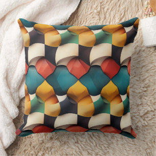 Vibrant 3D Petal Wave Geometric in Bold Colour Cushion