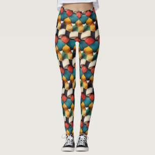Vibrant 3D Petal Wave Geometric in Bold Colour Leggings