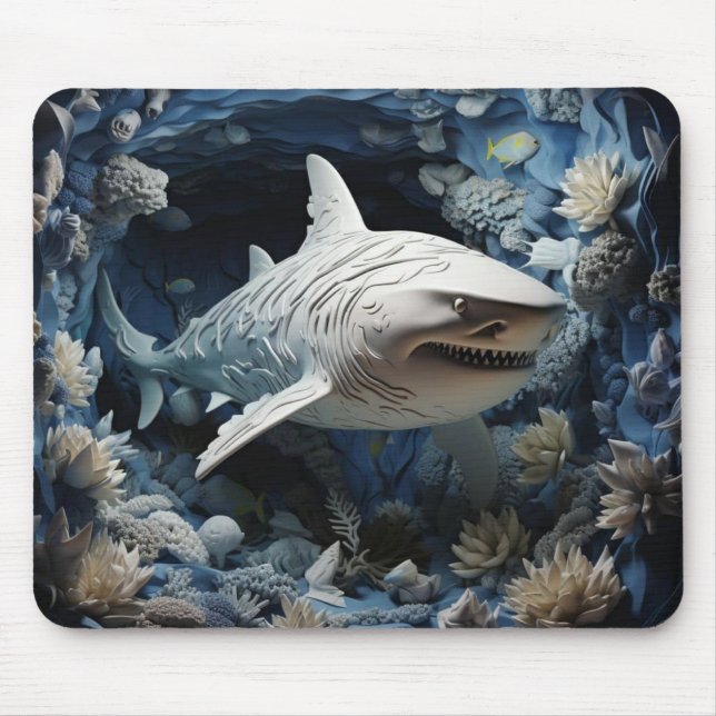 Vibrant 3D Shark Mouse Mat (Front)