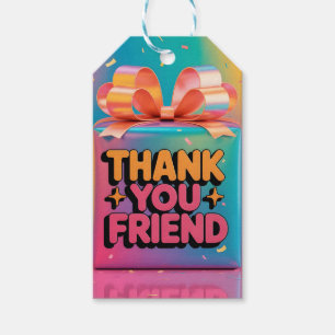 Vibrant 3D Thank You Friend Gift Box with Confetti Tags