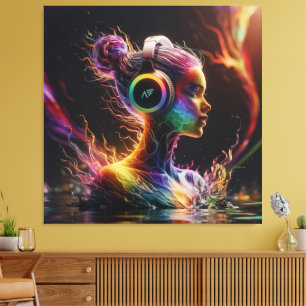  Vibrant 3D Water Painting with Swirling Patterns  Canvas Print