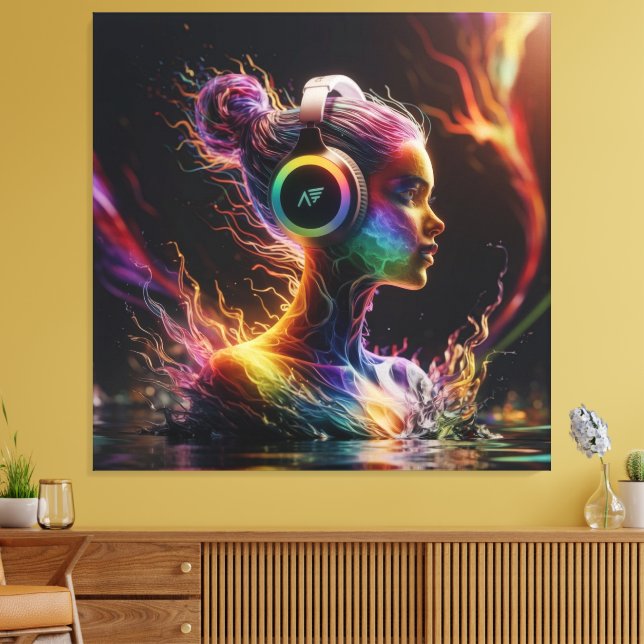  Vibrant 3D Water Painting with Swirling Patterns  Canvas Print (Insitu(LivingRoom))