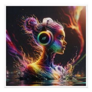 Vibrant 3D Water Painting with Swirling Patterns Photo Print
