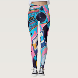 vibrant 90s pop culture-inspired design leggings