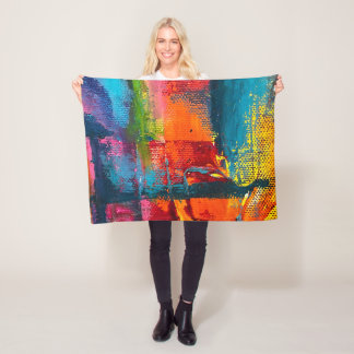 Vibrant Abstract Acrylic Art Throw Blanket 