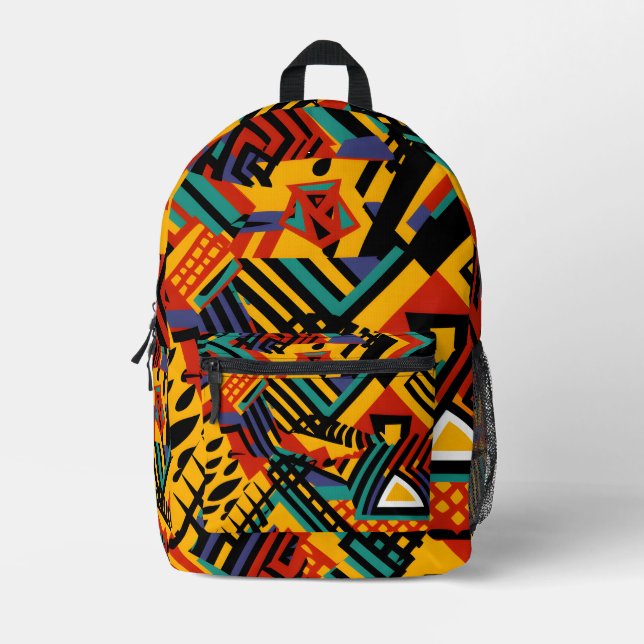 Vibrant Abstract African Pattern Printed Backpack (Front)