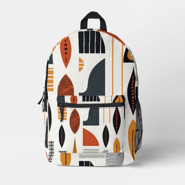 Vibrant Abstract African Pattern Printed Backpack (Front)
