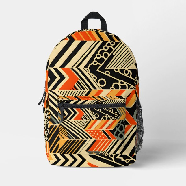 Vibrant Abstract African Pattern Printed Backpack (Front)