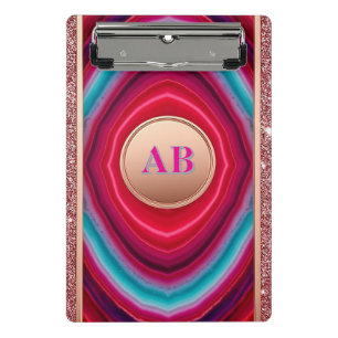 Vibrant Abstract Agate Pattern with Glittering Mini Clipboard