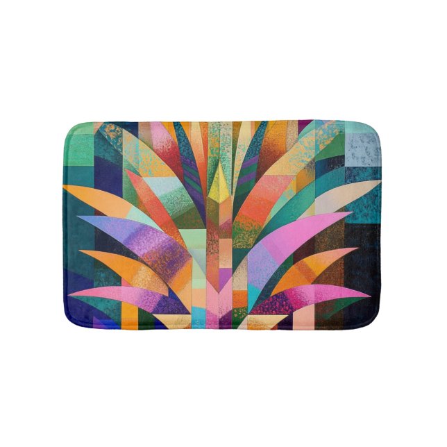 Vibrant Abstract Agave Bath Mat (Front)