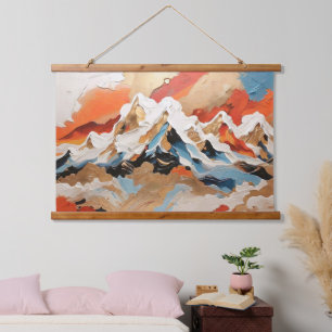 Vibrant Abstract Alpine Mountain Landscape Paintin Hanging Tapestry
