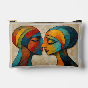 Vibrant Abstract Art Couple's Portrait Accessory Pouch