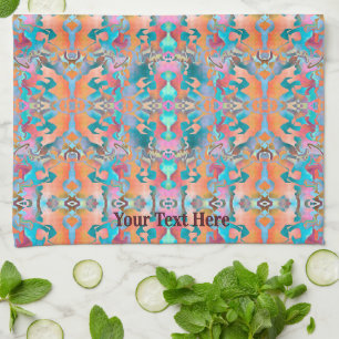 Vibrant Abstract Art Mirror Effect Pattern Tea Towel